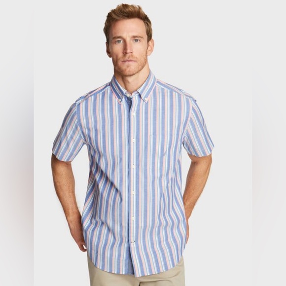 Nautica Short Sleeve Shirt in Vertical Stripe - Picture 1 of 14